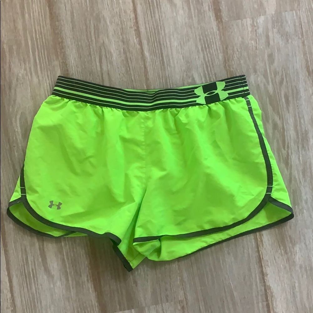 Neon green Under Armour athletic shorts
